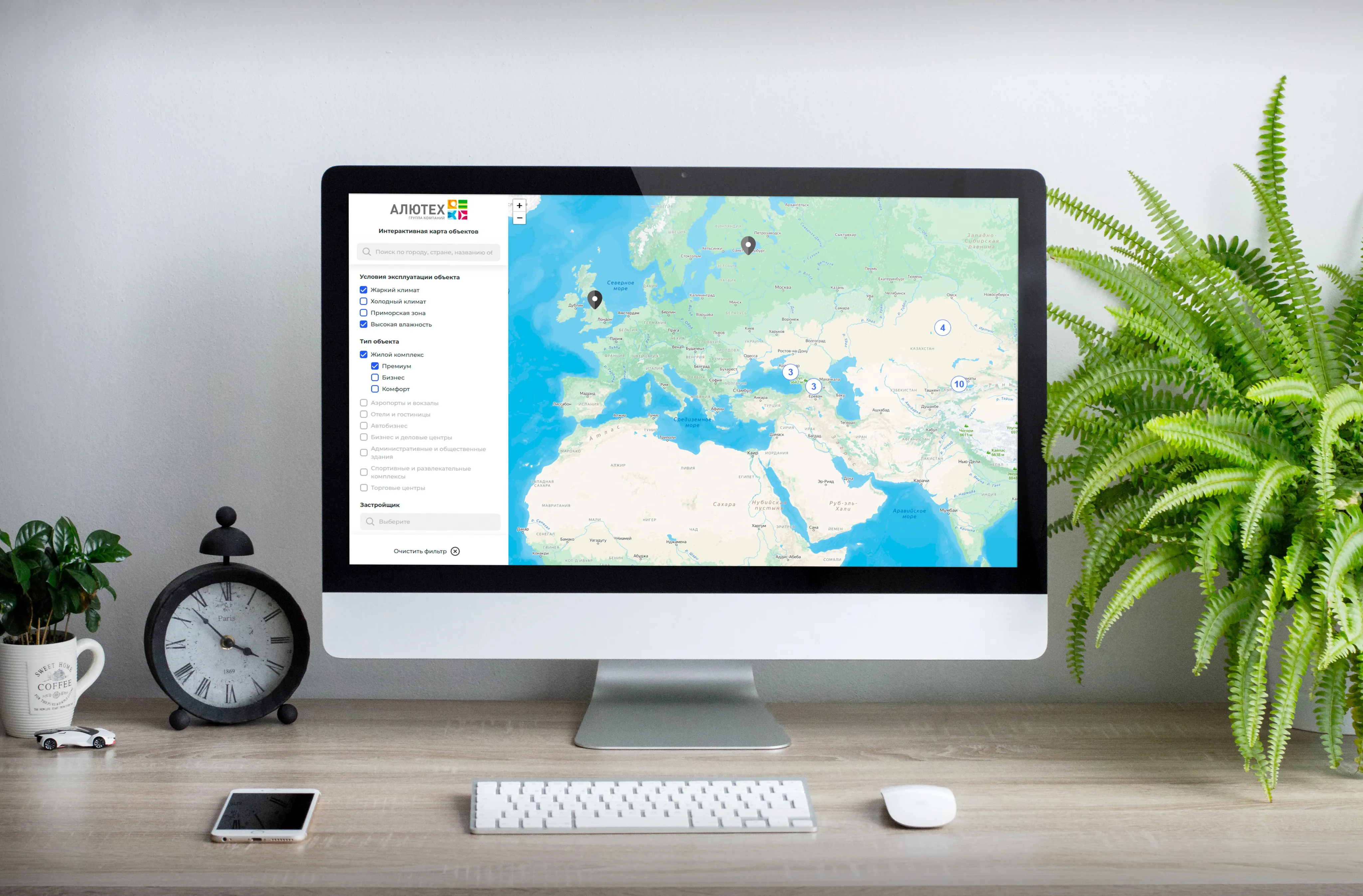 Карта реализованных объектов