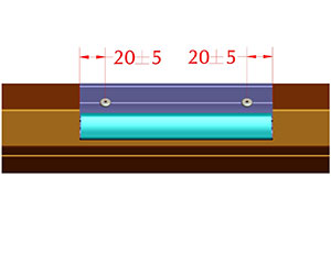 Расстояние от края профиля до  центра отверстия под заклепку 20±5 мм