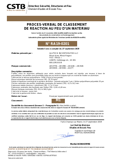 Classification report and report of the fire resistance test (CSTB, France)