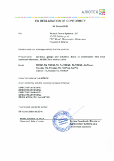 Declaration of Comformity EU_sectonal dooors_Trend_Classic_Prestige