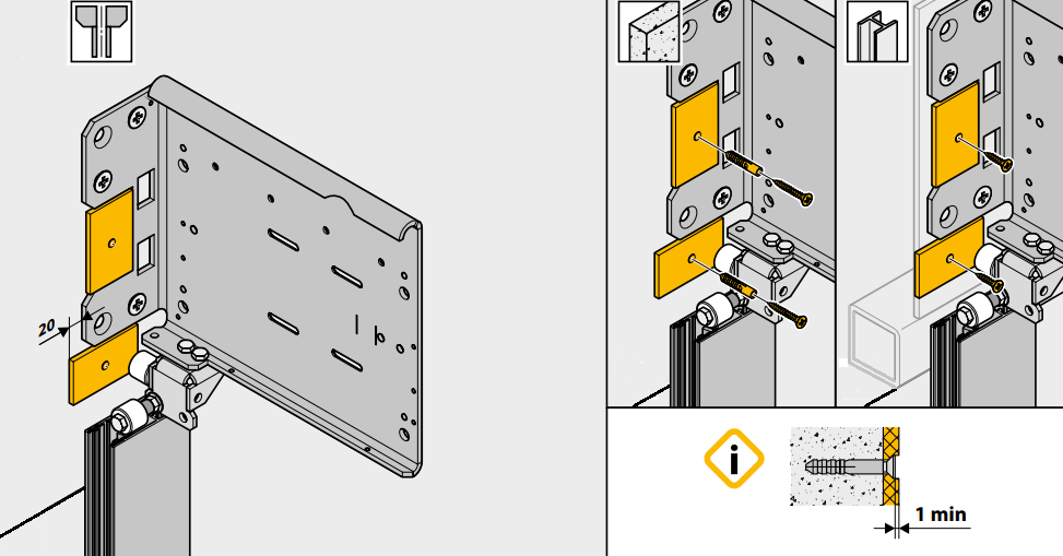 Installation scheme for damper plates included in the kit
